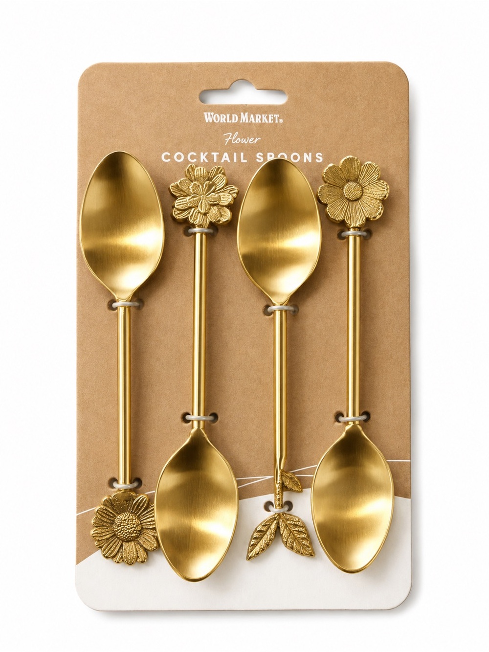 Gold Flower Cocktail Spoons - Set of 4